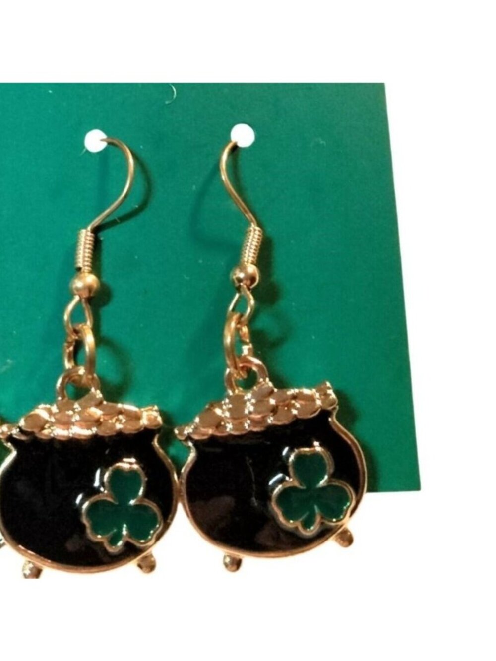 Pot Of Gold Drop Earrings St Patricks Day Jewelry Clover Shamrock